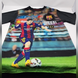 Futbol Club Barcelona Men's Messi Photo Number‎ 10 Soccer Jersey Size S/P